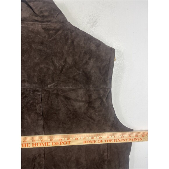 FACONNABLE Vest  XL Khaki Tan/Brown Leather Reversible Full Zip Quilted - Picture 10 of 10